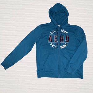 AERO 1987 FULL ZIP HOODIE sweatshirt XL Aqua NEW